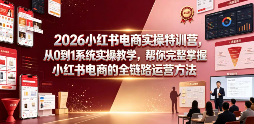 2026小红书电商实操特训营,从0到1系统实操教学,帮你完整掌握小红书电商的全链路运营方法 2026小红书电商实操特训营,从0到1系统实操教学,帮你完整掌握小红书电商的全链路运营方法