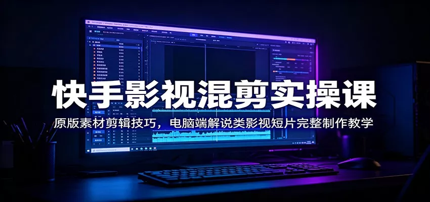快手影视混剪实操课：原版素材剪辑技巧，电脑端解说类影视短片完整制作教学-卓越网创