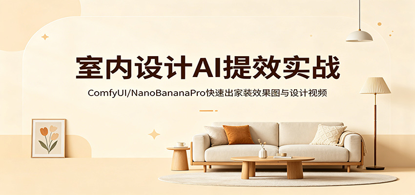 室内设计AI提效实战:ComfyUI/NanoBananaPro快速出家装效果图与设计视频-卓越网创