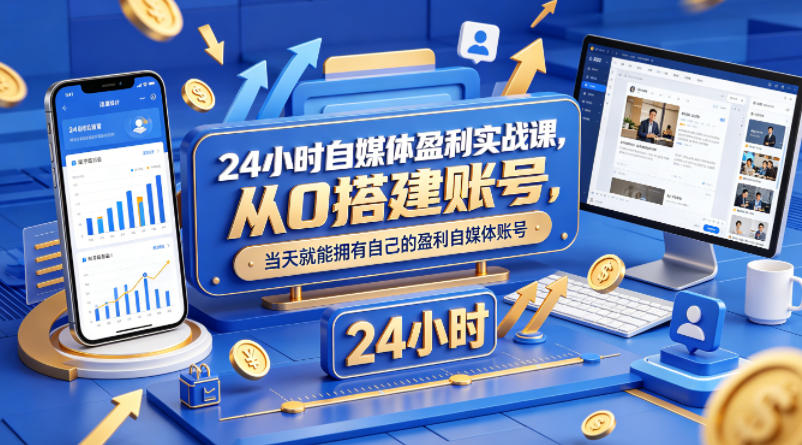 24小时自媒体盈利实战课,从0搭建账号,当天就能拥有自己的盈利自媒体账号 24小时自媒体盈利实战课,从0搭建账号,当天就能拥有自己的盈利自媒体账号