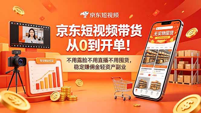 （18895期）京东短视频带货从0到开单！不用露脸不用直播不用囤货，稳定赚佣金轻资产副业-卓越网创