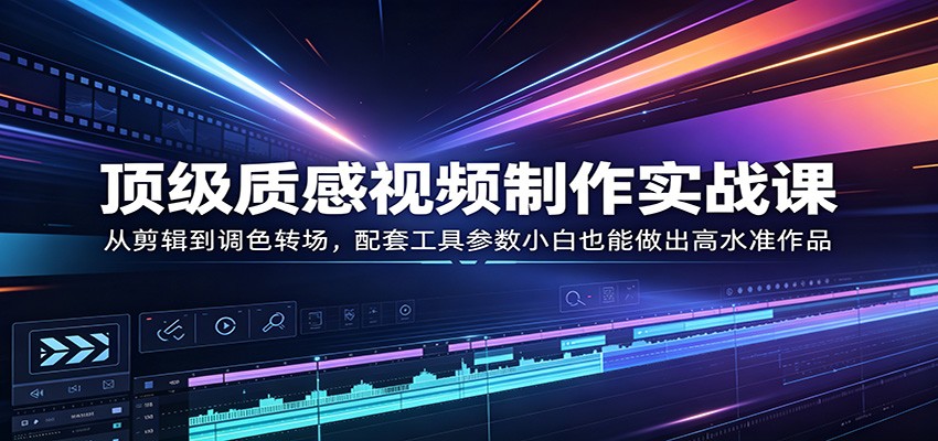顶级质感视频制作实战课:从剪辑到调色转场,配套工具参数小白也能做出高水准作品 顶级质感视频制作实战课:从剪辑到调色转场,配套工具参数小白也能做出高水准作品