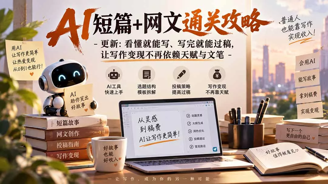 AI短篇+网文通关攻略-更新0921:看懂就能写、写完就能过稿,让写作变现不再依赖天赋与文笔 AI短篇+网文通关攻略-更新0921:看懂就能写、写完就能过稿,让写作变现不再依赖天赋与文笔