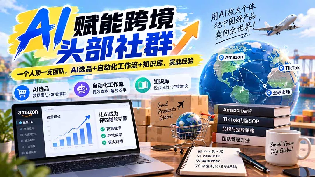 AI赋能跨境头部社群-更新9月：一个人顶一支团队，AI选品+自动化工作流+知识库，实战经验-卓越网创