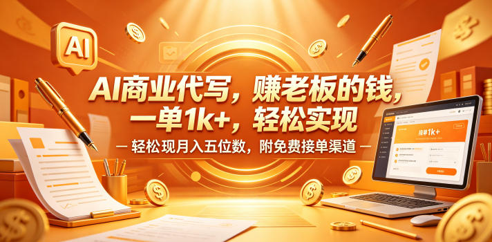 AI商业代写,賺老板的钱,一单1k+,轻松实现月入五位数,附免费接单渠道【揭秘】 AI商业代写,賺老板的钱,一单1k+,轻松实现月入五位数,附免费接单渠道【揭秘】