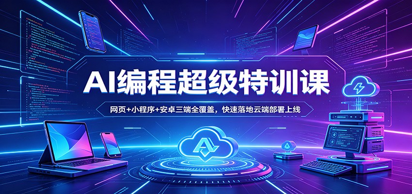 AI编程超级特训课:网页+小程序+安卓三端全覆盖,快速落地云端部署上线-卓越网创