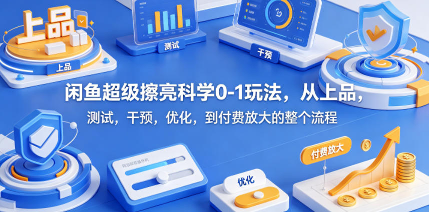 闲鱼超级擦亮科学0-1玩法,从上品,测试,干预,优化,到付费放大的整个流程-卓越网创