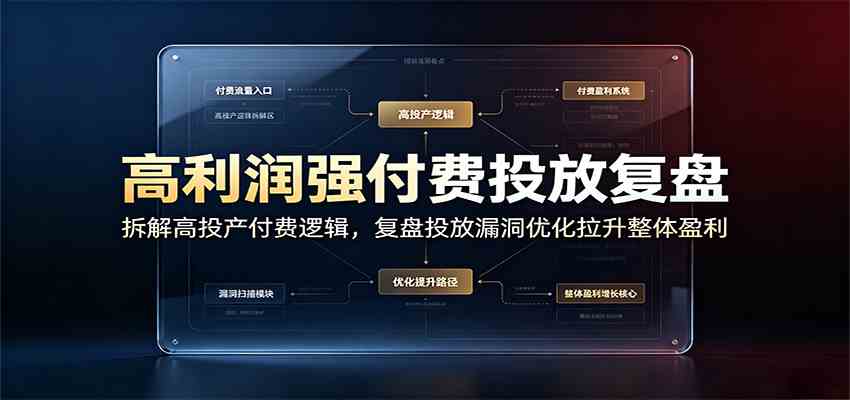 高利润强付费投放复盘:拆解高投产付费逻辑,复盘投放漏洞优化拉升整体盈利 高利润强付费投放复盘:拆解高投产付费逻辑,复盘投放漏洞优化拉升整体盈利