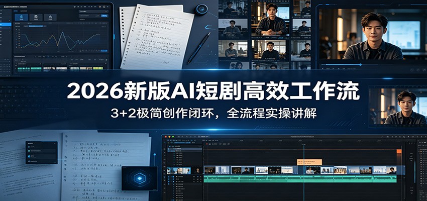 2026新版AI短剧高效工作流:3+2极简创作闭环,全流程实操讲解 2026新版AI短剧高效工作流:3+2极简创作闭环,全流程实操讲解