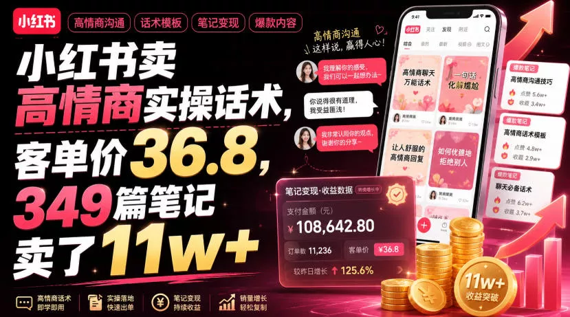 小红书卖高情商实操话术,客单价36.8,349篇笔记卖了11w+! 小红书卖高情商实操话术,客单价36.8,349篇笔记卖了11w+!