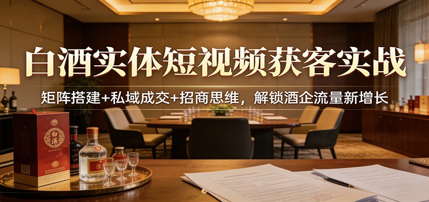 白酒实体短视频获客实战:矩阵搭建+私域成交+招商思维,解锁酒企流量新增长 白酒实体短视频获客实战:矩阵搭建+私域成交+招商思维,解锁酒企流量新增长
