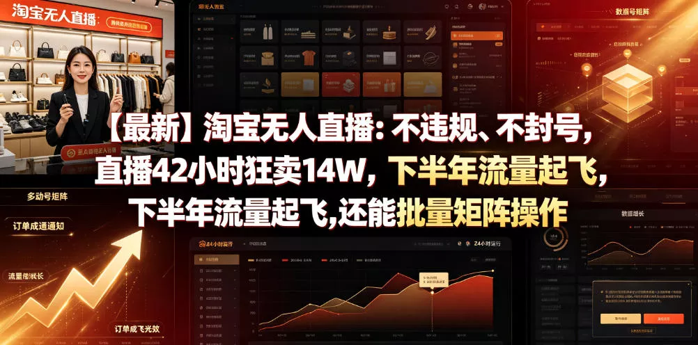 【最新】淘宝无人直播:不违规、不封号,直播42小时狂卖14W,下半年流量起飞,还能批量矩阵操作【揭秘】 【最新】淘宝无人直播:不违规、不封号,直播42小时狂卖14W,下半年流量起飞,还能批量矩阵操作【揭秘】
