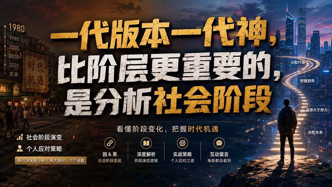 (19745期)付费文章:一代版本一代神,比阶层更重要的,是分析社会阶段 (19745期)付费文章:一代版本一代神,比阶层更重要的,是分析社会阶段