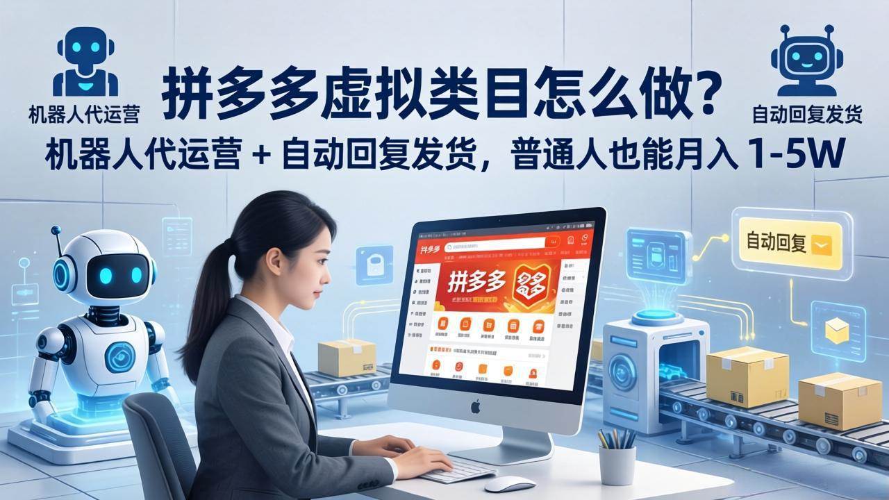 (18111期)拼多多虚拟类目怎么做?机器人代运营 + 自动回复发货,普通人也能月入 1-5W (18111期)拼多多虚拟类目怎么做?机器人代运营 + 自动回复发货,普通人也能月入 1-5W