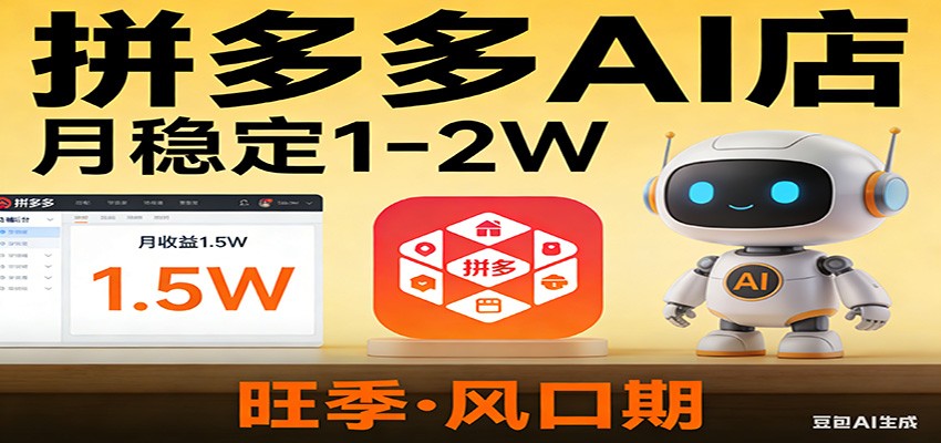 开一家拼多多AI店，月稳定1-2W，目前旺季，风口期！-卓越网创