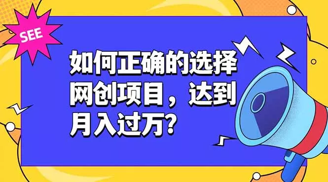 如何正确的选择网创项目，达到月入过万？，本课程教你正确选择项目。-卓越网创