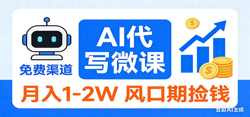 2026告别打工！AI 代写微课，提供免费渠道，月入 1-2W 风口期捡钱-卓越网创