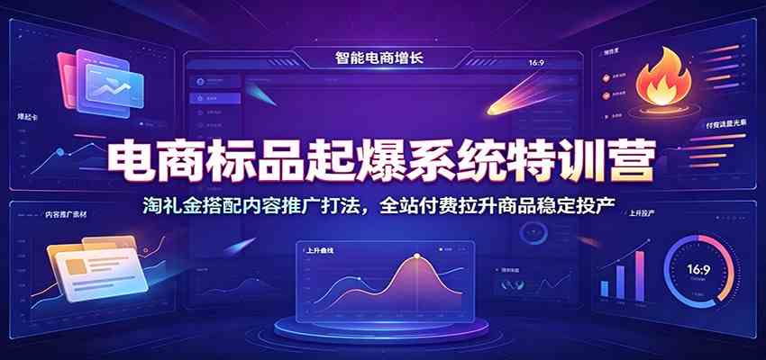 电商标品起爆系统特训营:淘礼金搭配内容推广打法,全站付费拉升商品稳定投产-卓越网创