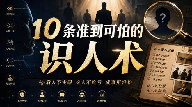 付费文章：10条准到可怕的识人术-卓越网创