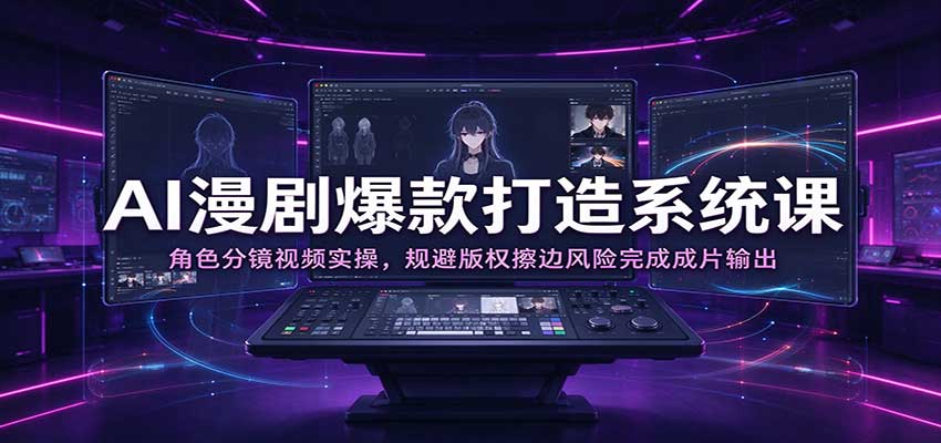 AI漫剧爆款打造系统课：角色分镜视频实操，规避版权擦边风险完成成片输出-卓越网创