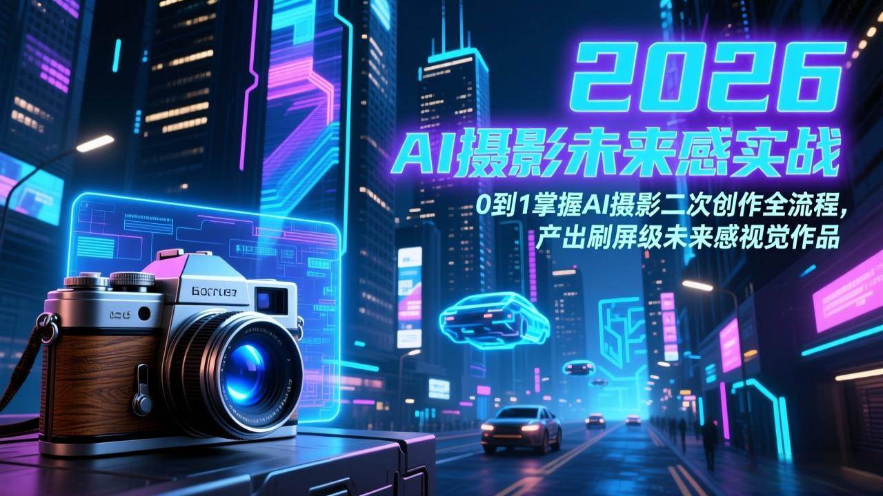 （17584期）2026 AI摄影未来感实战：0到1掌握AI摄影二次创作全流程，产出刷屏级未来感视觉作品-卓越网创