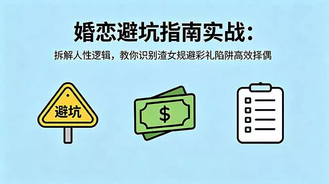 付费文章:婚恋避坑指南实战:拆解人性逻辑,教你识别渣女规避彩礼陷阱高效择偶-卓越网创