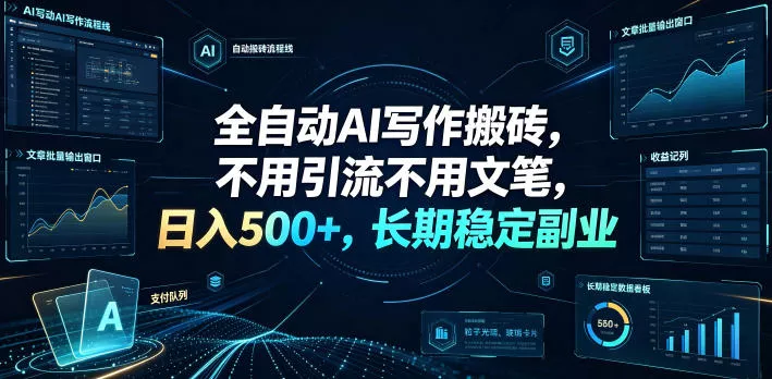 全自动AI写作搬砖,不用引流不用文笔,日入500+,长期稳定副业【揭秘】 全自动AI写作搬砖,不用引流不用文笔,日入500+,长期稳定副业【揭秘】