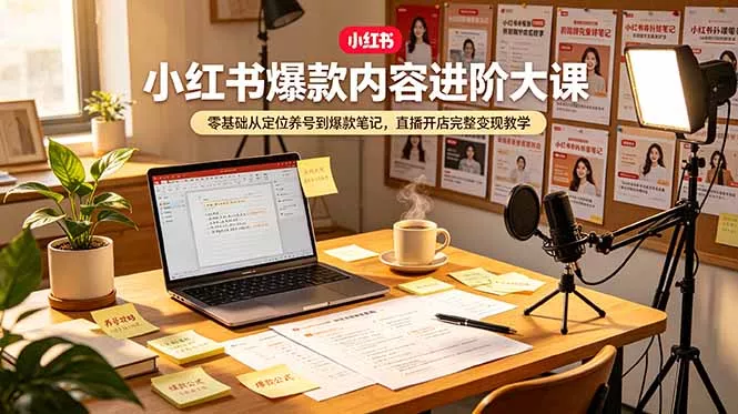 小红书爆款内容进阶大课,零基础从定位养号到爆款笔记,直播开店完整变现教学 小红书爆款内容进阶大课,零基础从定位养号到爆款笔记,直播开店完整变现教学