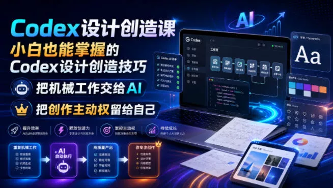 Codex设计创造课，小白也能掌握的Codex设计创造技巧，把机械工作交给AI，把创作主动权留给自己-卓越网创