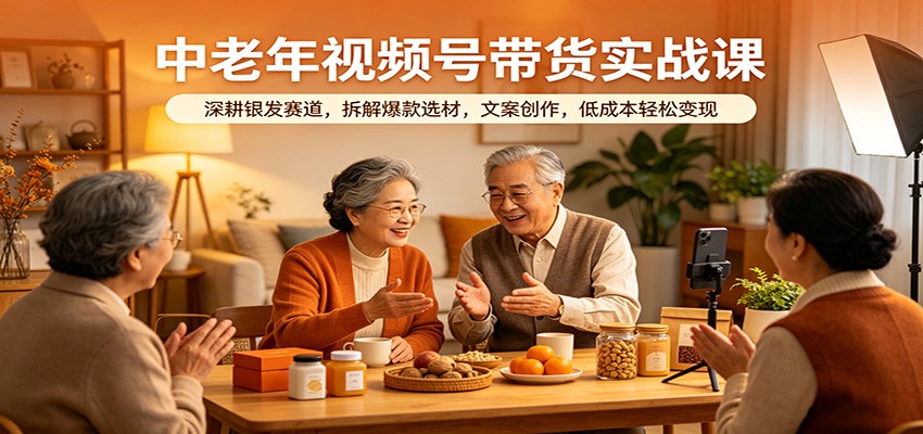 中老年视频号带货实战课：深耕银发赛道，拆解爆款选材，文案创作，低成本轻松变现-卓越网创