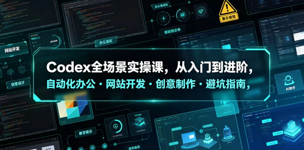 Codex全场景实操课,从入门到进阶,自动化办公・网站开发・创意制作・避坑指南,全流程教学 Codex全场景实操课,从入门到进阶,自动化办公・网站开发・创意制作・避坑指南,全流程教学