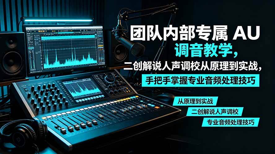 （19517期）某大佬团队内部专属 AU 调音教学，二创解说人声调校从原理到实战，手把手掌握专业音频处理技巧-卓越网创
