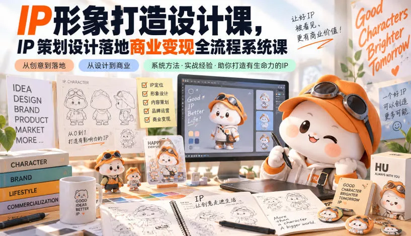 IP形象打造设计课,IP策划设计落地商业变现全流程系统课-卓越网创