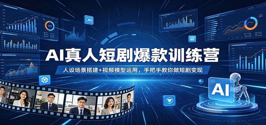 AI真人短剧爆款训练营：人设场景搭建+视频模型运用，手把手教你做短剧变现-卓越网创