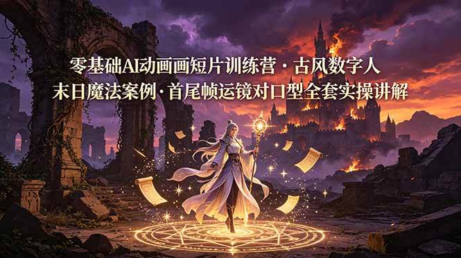(19078期)零基础AI动画短片训练营,古风数字人末日魔法案例,首尾帧运镜对口型全套实操讲解 (19078期)零基础AI动画短片训练营,古风数字人末日魔法案例,首尾帧运镜对口型全套实操讲解
