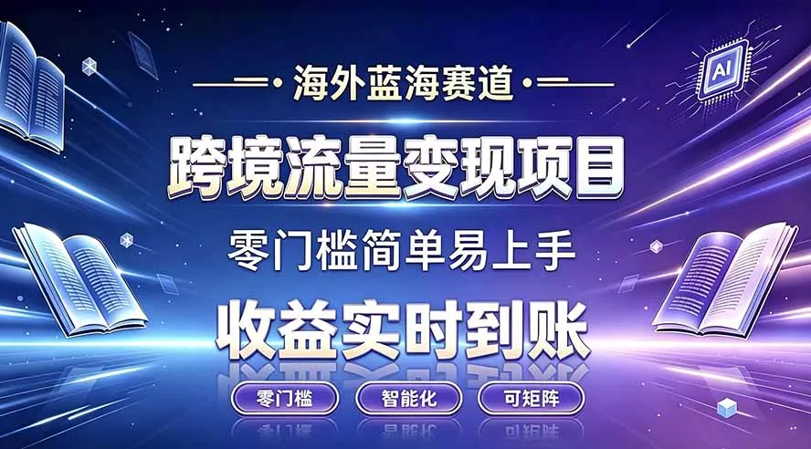 海外蓝海赛道 跨境流量变现项目 收益实时到账 零门槛简单易上手-卓越网创