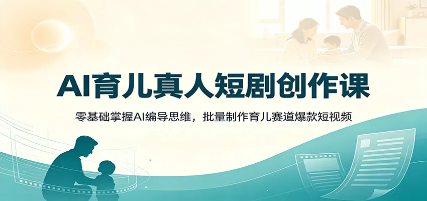 AI育儿真人短剧创作课:零基础掌握AI编导思维,批量制作育儿赛道爆款短视频-卓越网创