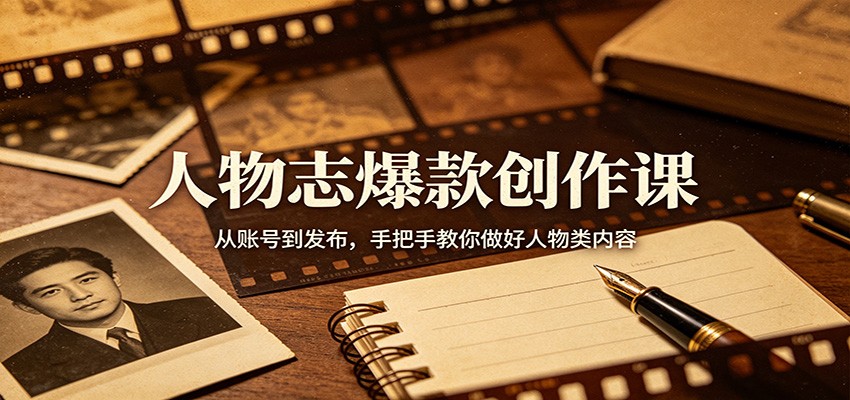 人物志爆款创作课:从账号到发布,手把手教你做好人物类内容-卓越网创