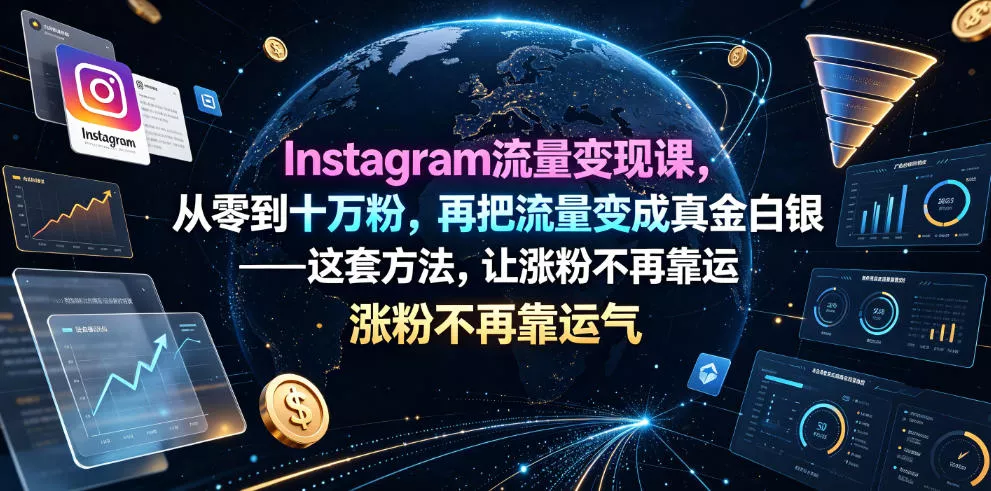 Instagram流量变现课,从零到十万粉,再把流量变成真金白银——这套方法,让涨粉不再靠运气【原创双语字幕】-卓越网创