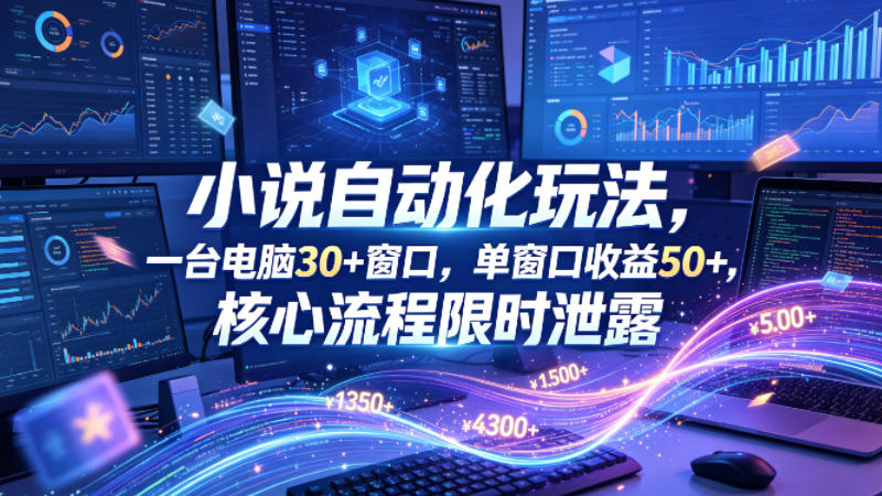 小说挂G自动化玩法,一台电脑30+窗口,单窗口收益50+,核心流程限时泄露【揭秘】 小说挂G自动化玩法,一台电脑30+窗口,单窗口收益50+,核心流程限时泄露【揭秘】