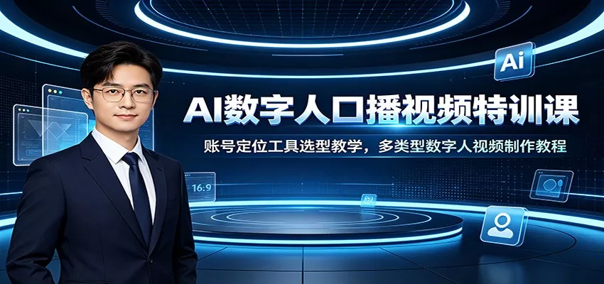 AI数字人口播视频特训课：账号定位工具选型教学，多类型数字人视频制作教程-卓越网创