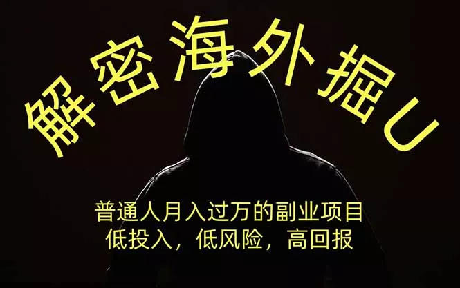 解密海外掘U，普通人月入过万的副业项目，低投入、低风险高回报，没有之一-卓越网创