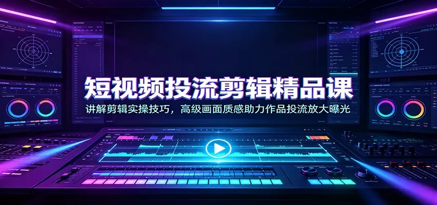 短视频投流剪辑精品课：讲解剪辑实操技巧，高级画面质感助力作品投流放大曝光-卓越网创