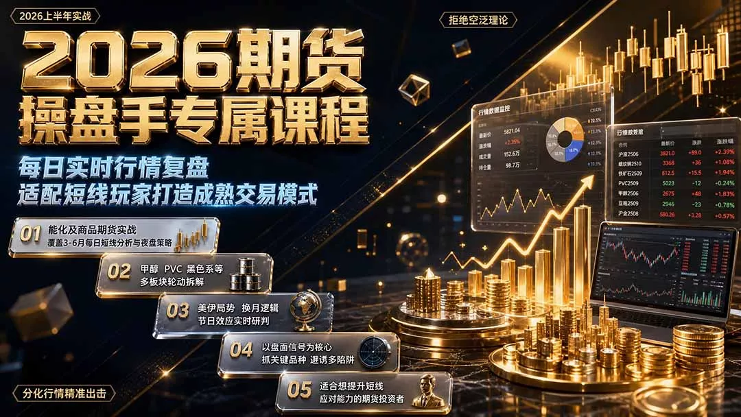 2026期货操盘手专属课程-更新8月,每日实时行情复盘,适配短线玩家打造成熟交易模式-卓越网创