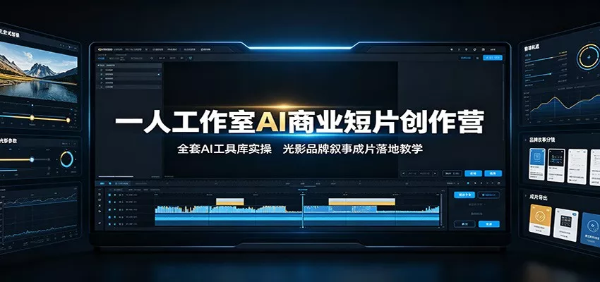 一人工作室AI商业短片创作营：全套AI工具库实操，光影品牌叙事成片落地教学-卓越网创