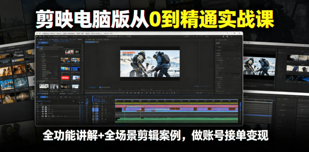 剪映电脑版从0到精通实战课,全功能讲解+全场景剪辑案例,做账号接单变现 剪映电脑版从0到精通实战课,全功能讲解+全场景剪辑案例,做账号接单变现