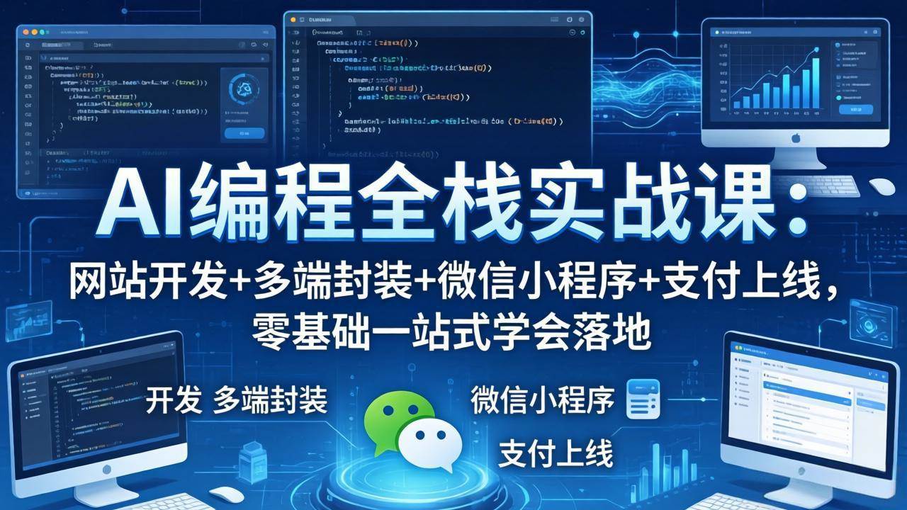 (18049期)AI编程全栈实战课:网站开发+多端封装+微信小程序+支付上线,零基础一站式学会落地-卓越网创