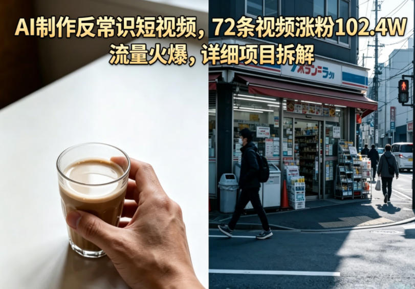 AI制作反常识短视频,72条视频涨粉102.4W,流量火爆,详细项目拆解 AI制作反常识短视频,72条视频涨粉102.4W,流量火爆,详细项目拆解