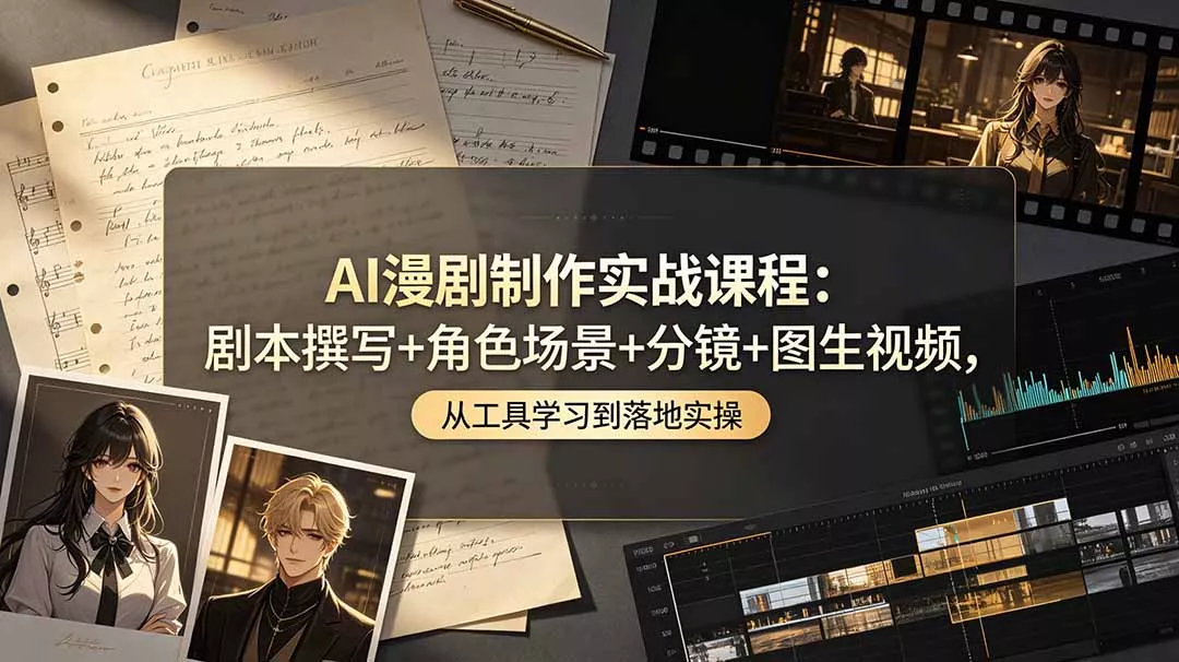 AI漫剧制作实战课程:剧本撰写+角色场景+分镜+图生视频,从工具学习到落地实操 AI漫剧制作实战课程:剧本撰写+角色场景+分镜+图生视频,从工具学习到落地实操