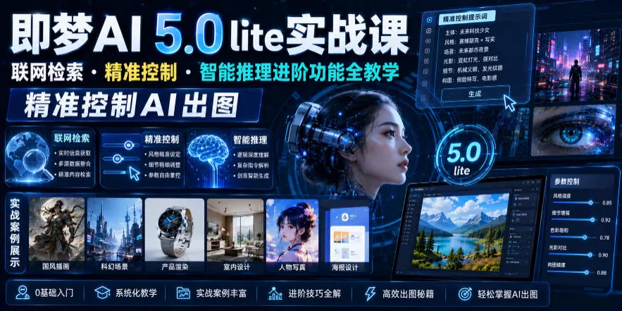 即梦AI 5.0 lite实战课,联网检索・精准控制・智能推理进阶功能全教学,精准控制AI出图 即梦AI 5.0 lite实战课,联网检索・精准控制・智能推理进阶功能全教学,精准控制AI出图